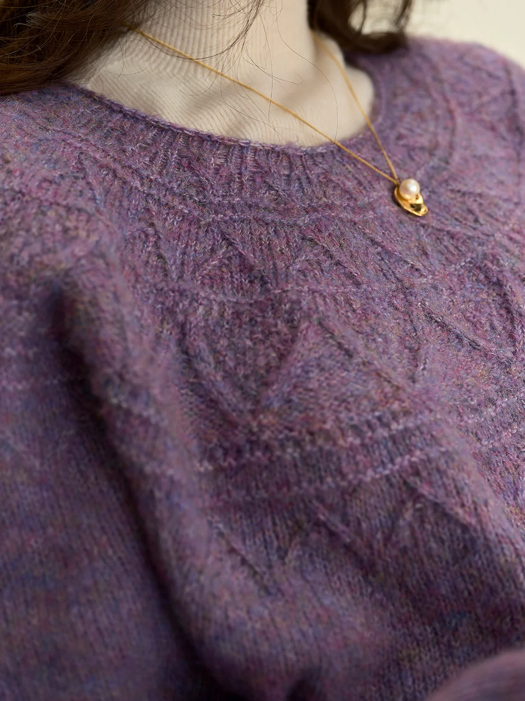 Aspyn Classic Round Neck Knitted Wool Sweater - Dark Red