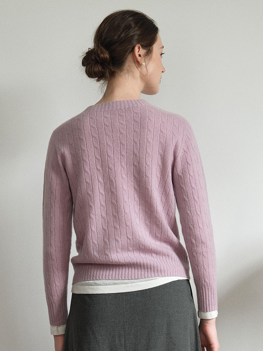 Shay Cable-Knit Lightweight Wool-Cashmere Sweater
