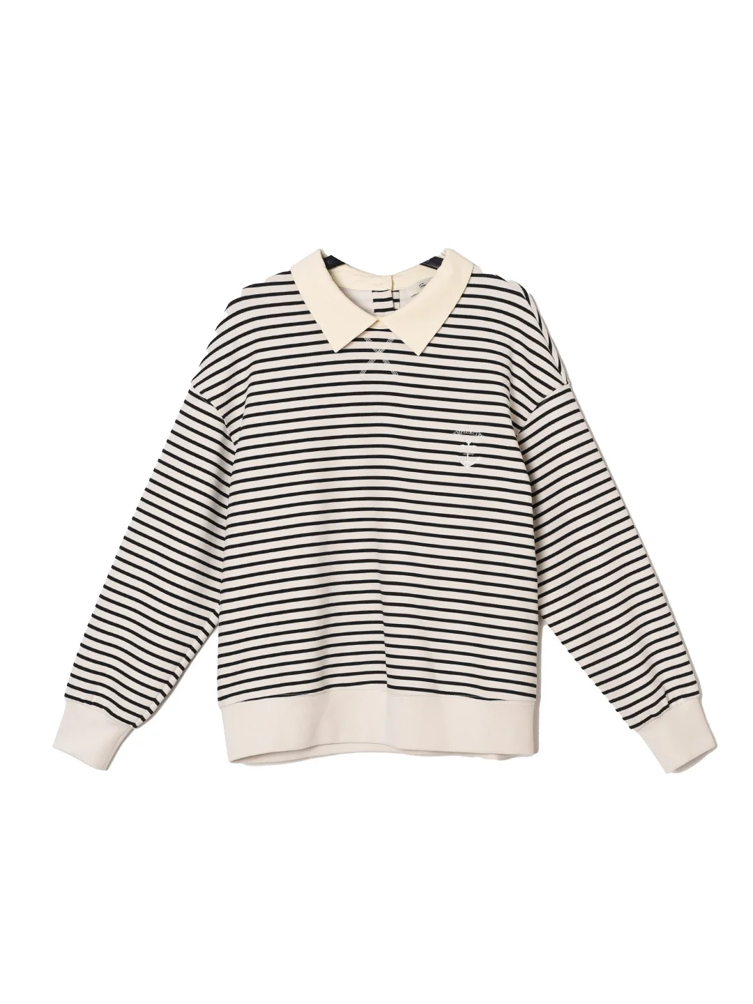 Luella SR Logo Embroidered Contrast Collar Striped Sweatshirt