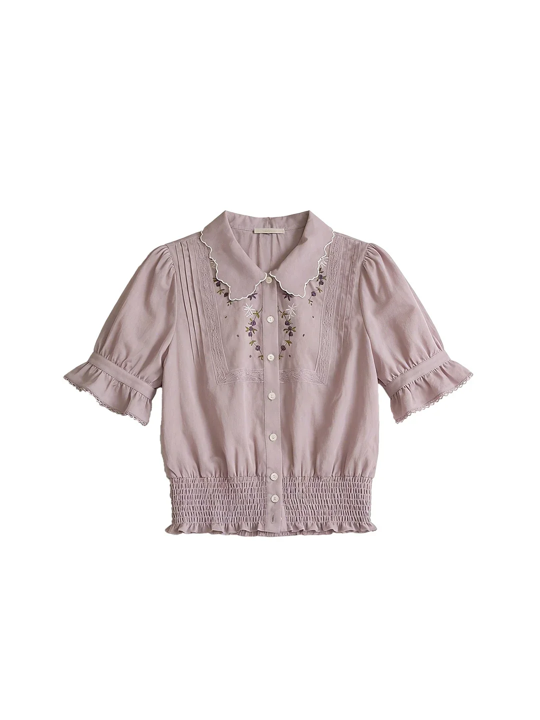 Sarahi Peter Pan Collar Embroidered Linen Blouse