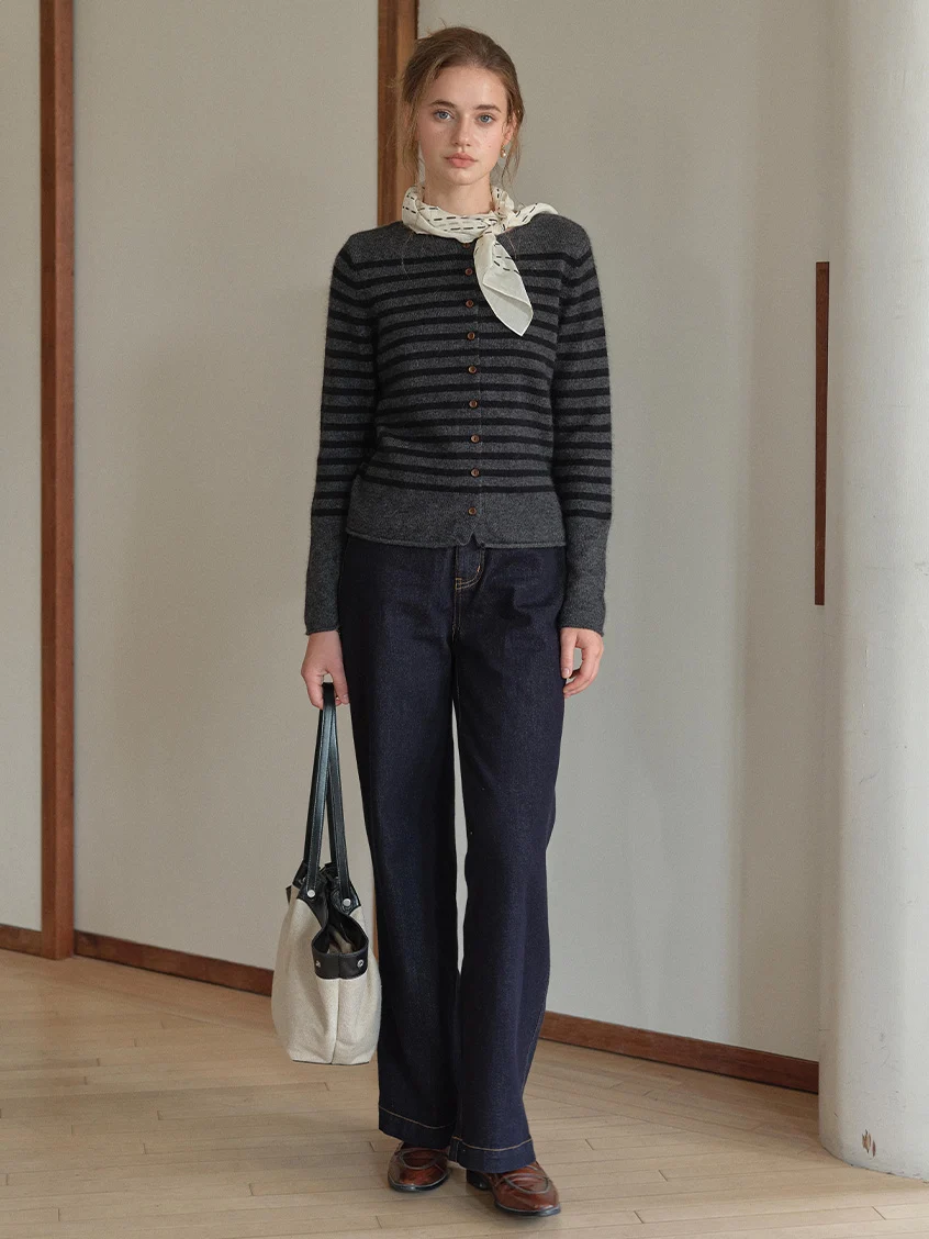 Laylah All-Purpose Striped Round Neck Cardigan