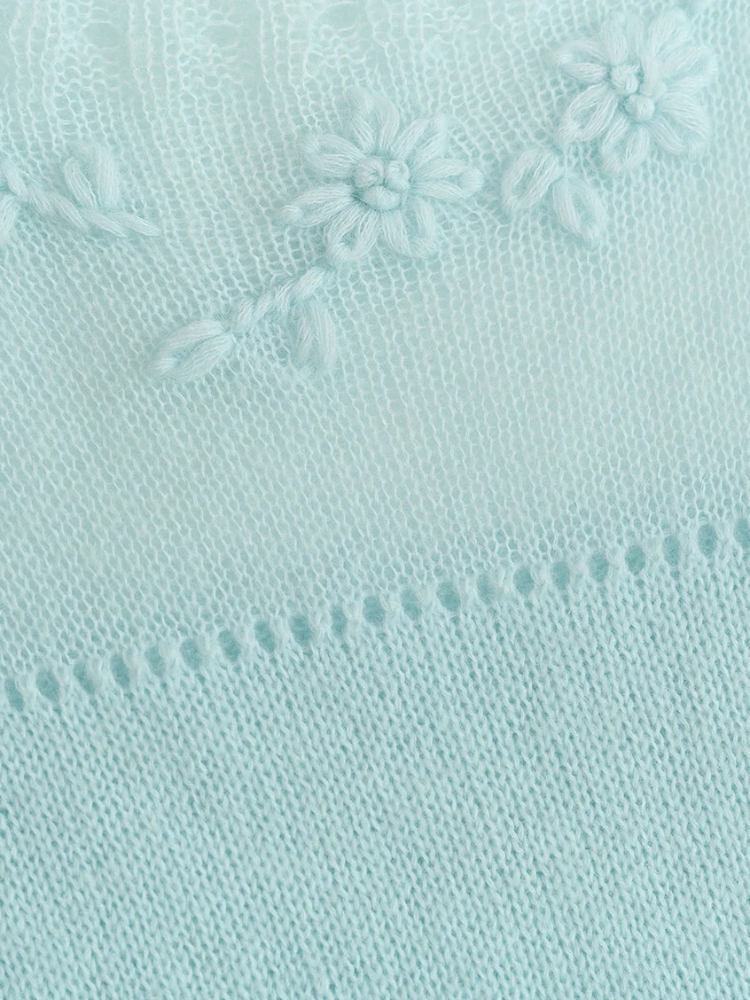 Ellianna Round Neck Lace Embroidery Knitwear
