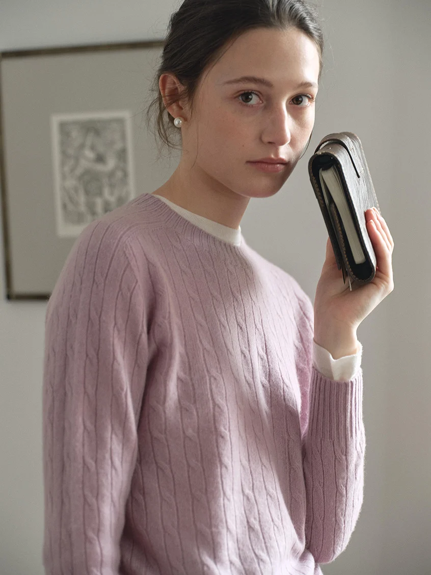 Shay Cable-Knit Lightweight Wool-Cashmere Sweater