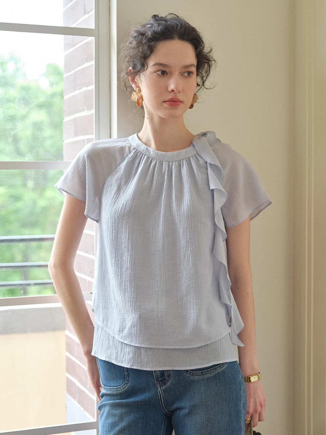 Emilia Round Neck French Blouse