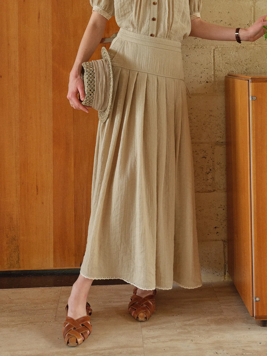 Selene A-Line Linen Skirt