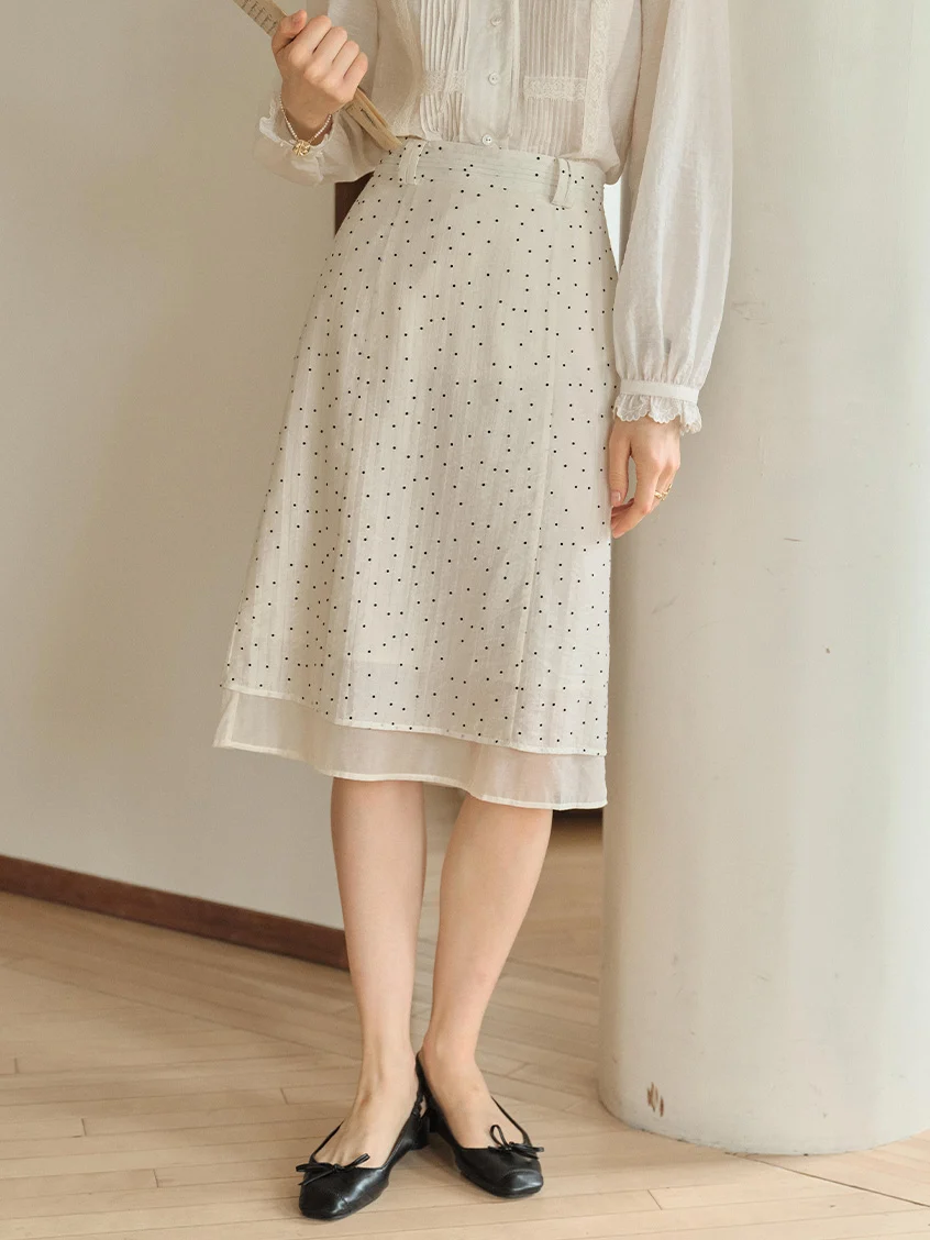 Bianca Dot Double-layered Midi Skirt