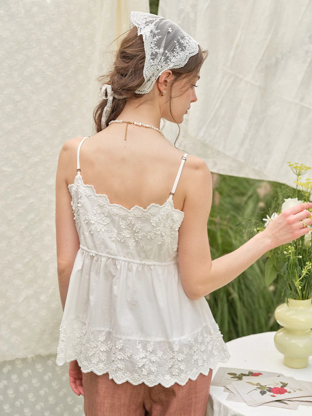 Myla Lace-Embroidered 100% Cotton Top