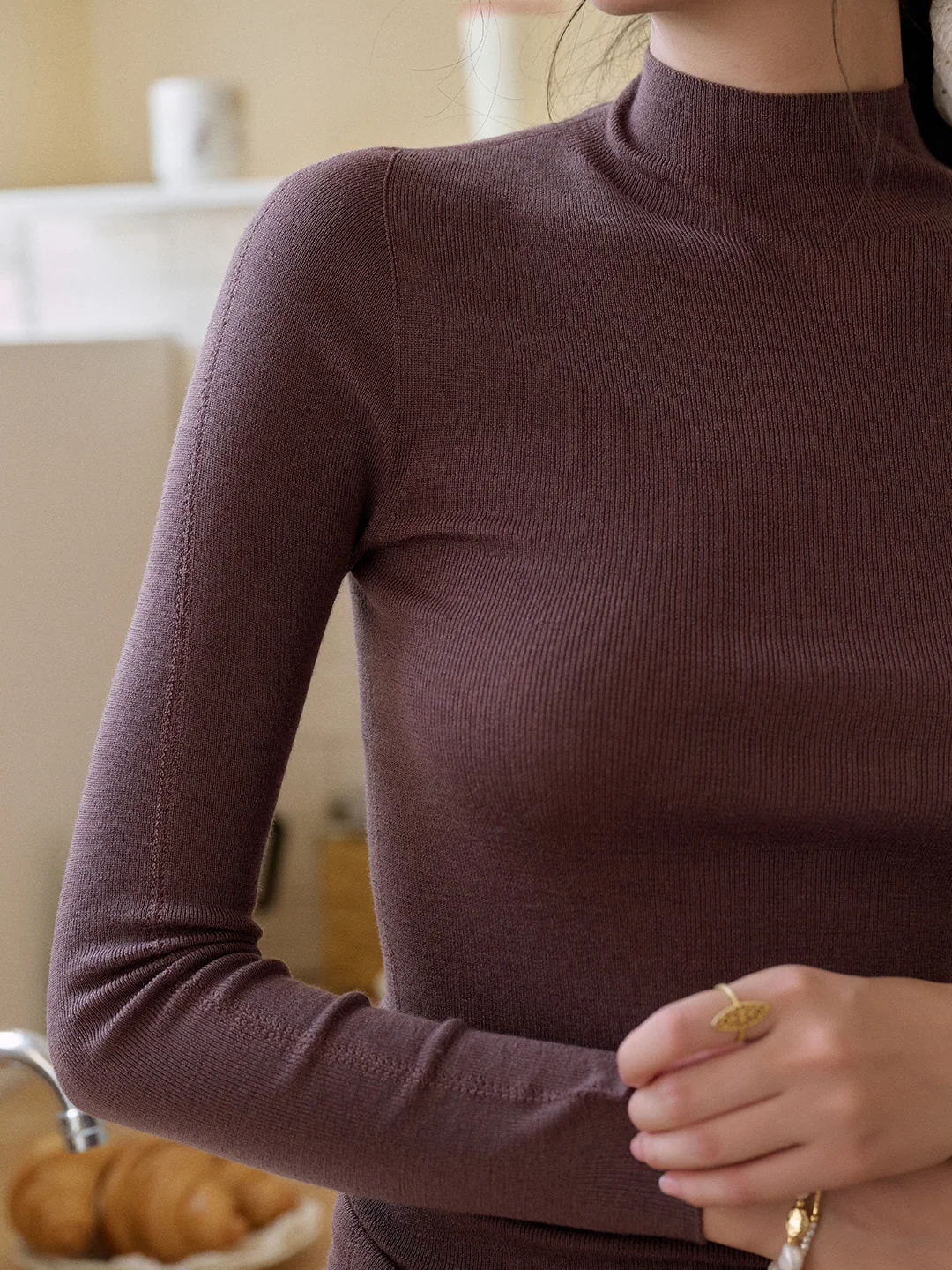 Annalise Mock Neck 100% Merino Wool Sweater