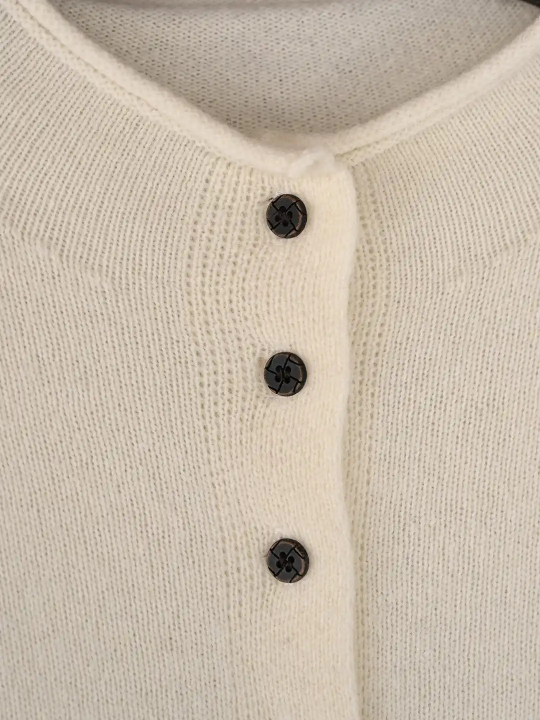 Araceli Round Neck 100% Wool Cardigan