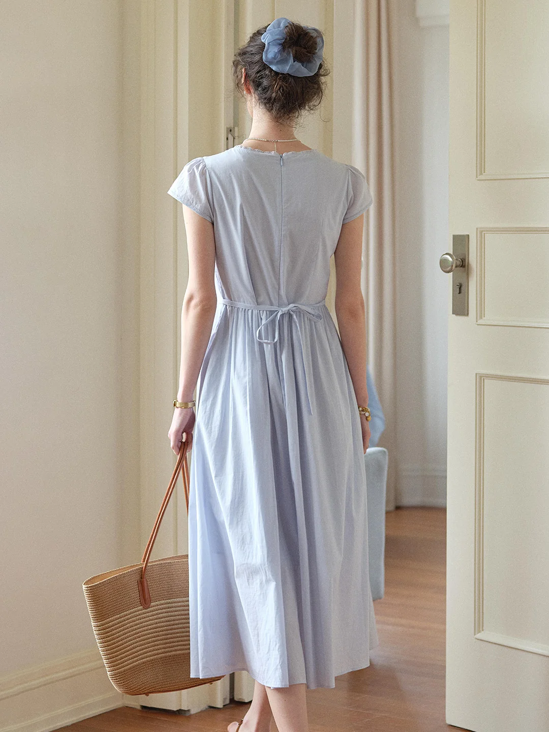Kaia Square Neck Embroidery Dress