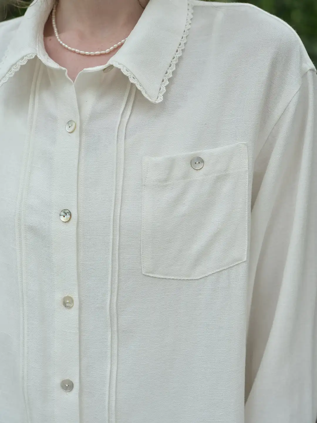 Carla Lace Collar Linen Shirt