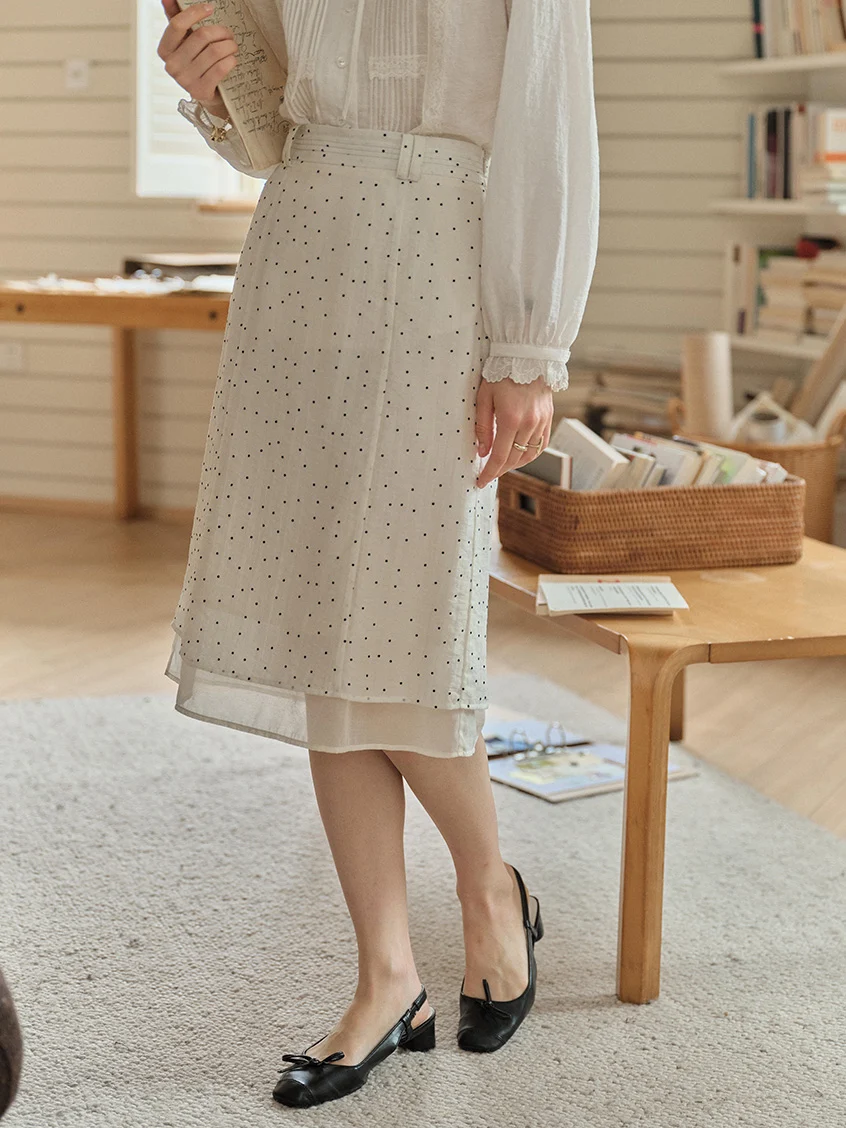 Bianca Dot Double-layered Midi Skirt