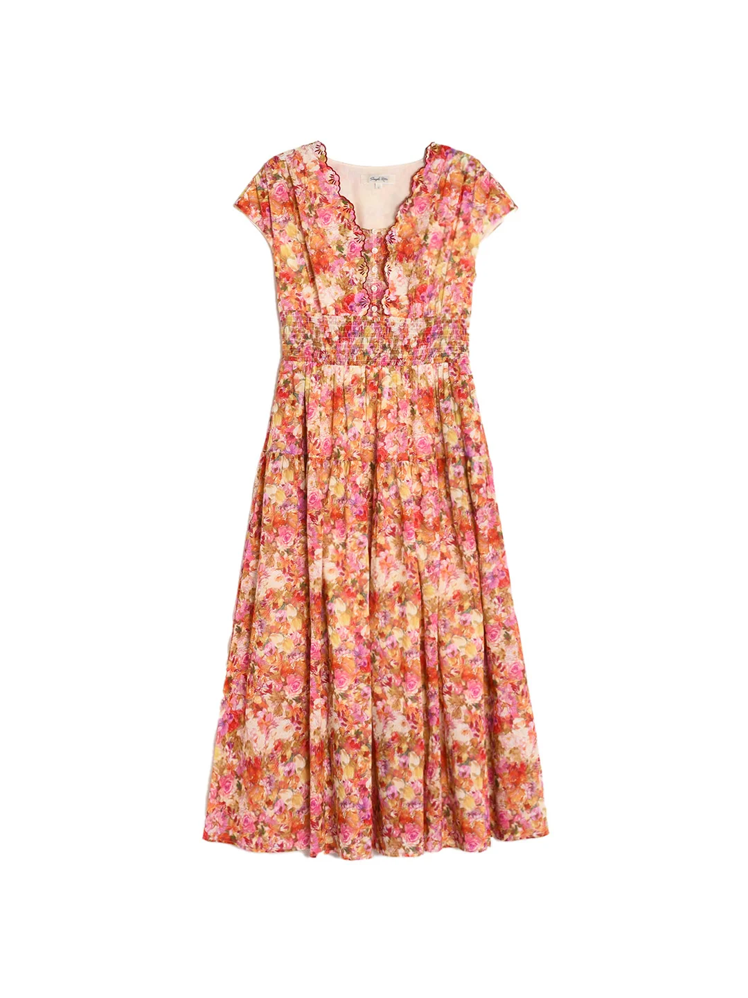 Adalyn Wavy Neck Floral 100% Cotton Dress
