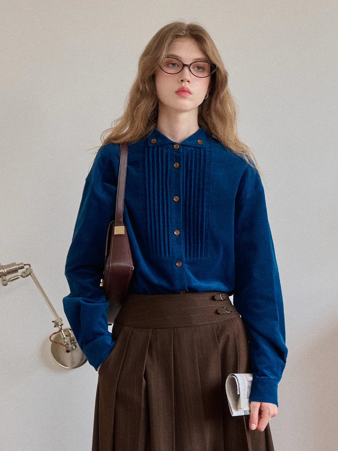 Ailani Stand Collar 100% Cotton Corduroy Shirt