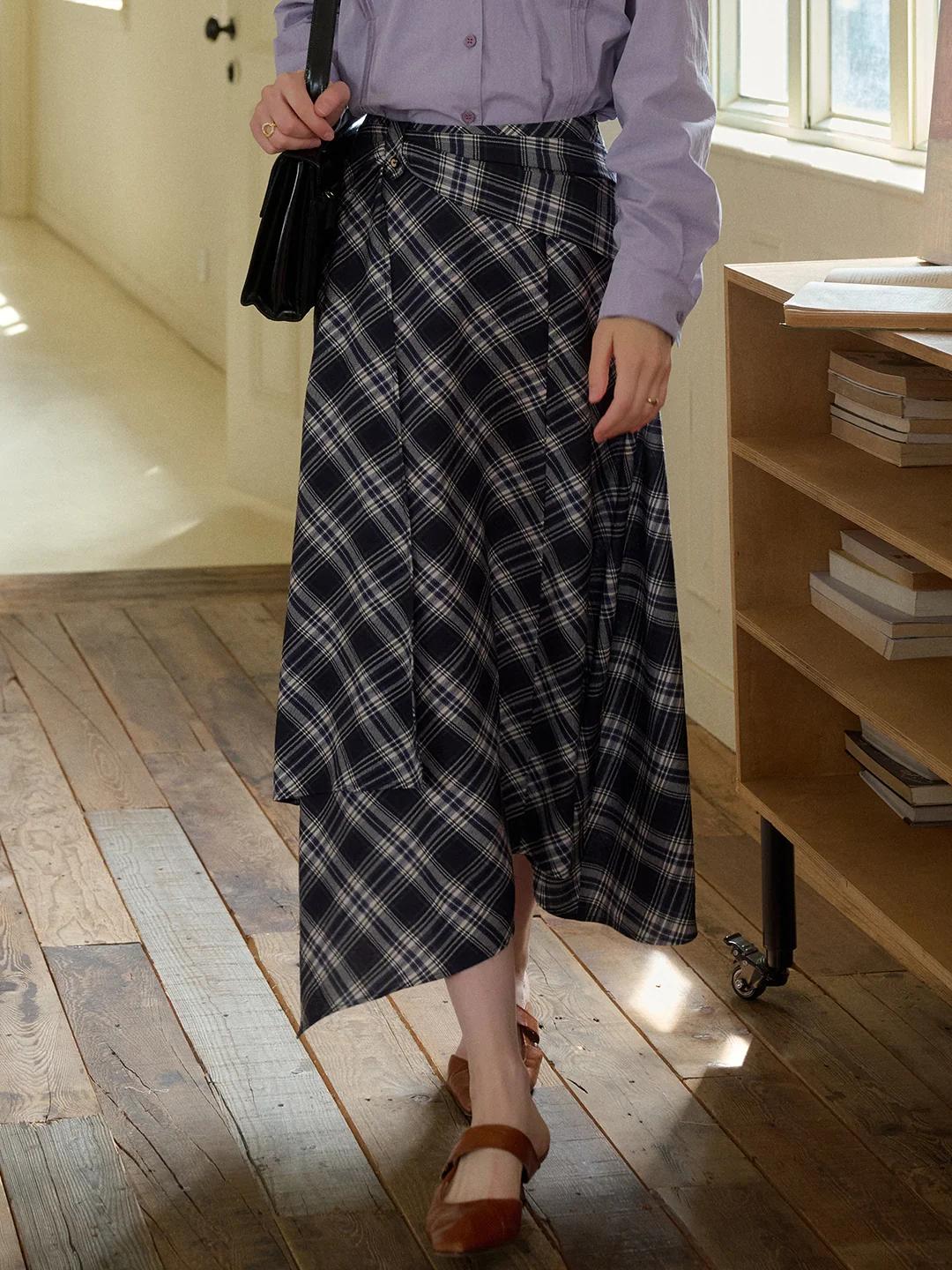 Alayah A-Line Plaid Viscose Skirt