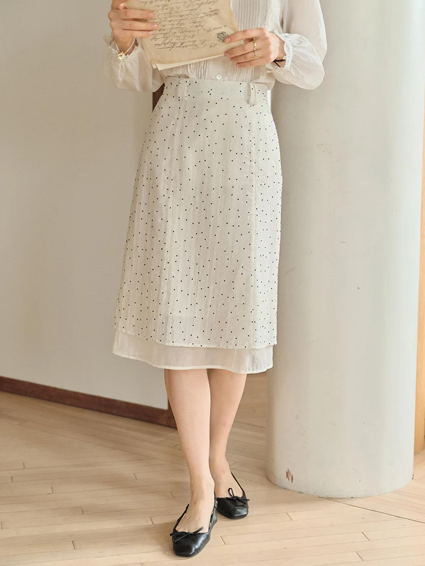 Bianca Dot Double-layered Midi Skirt