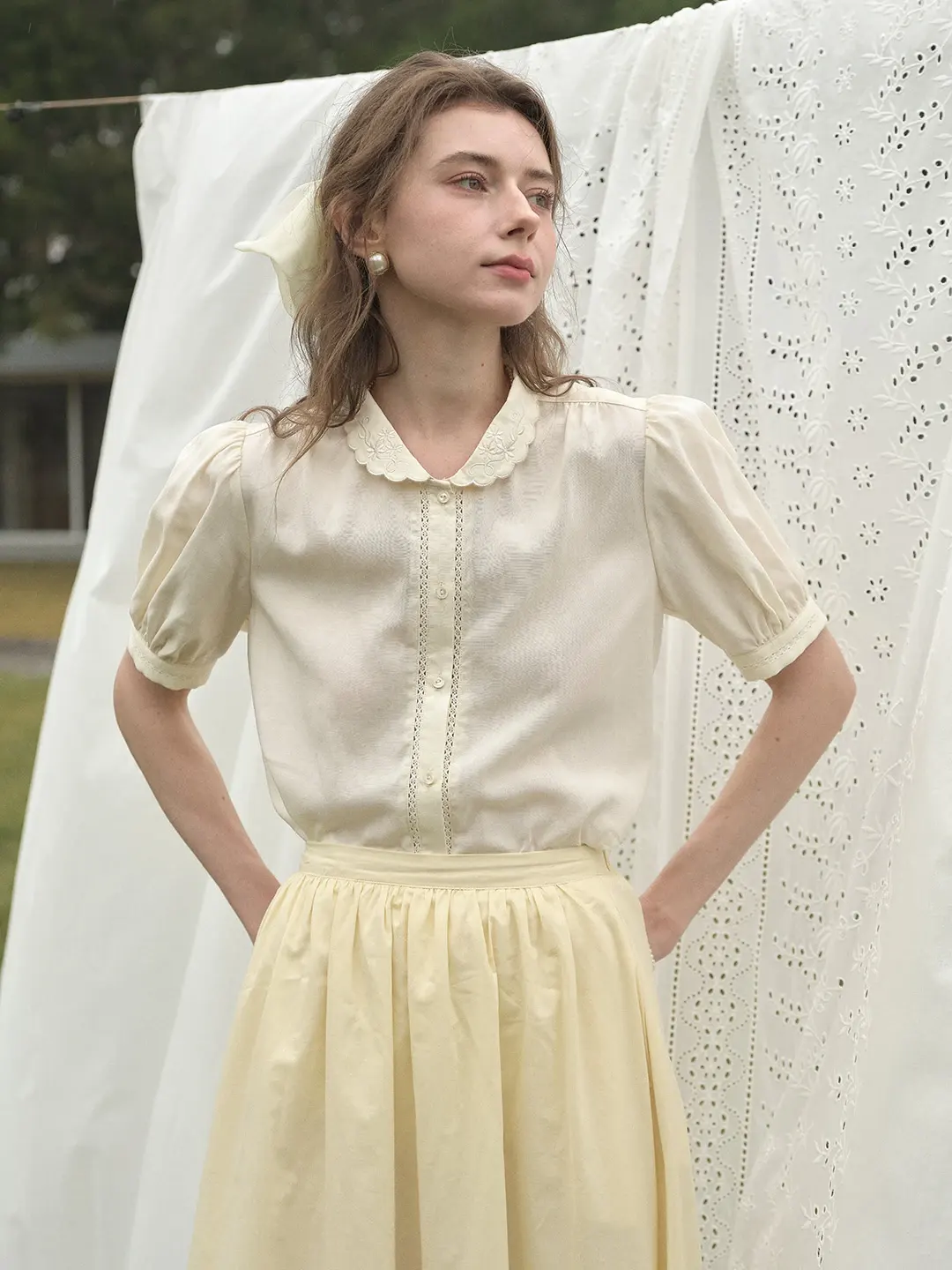 Xyla Peter Pan Collar Hemp Blouse