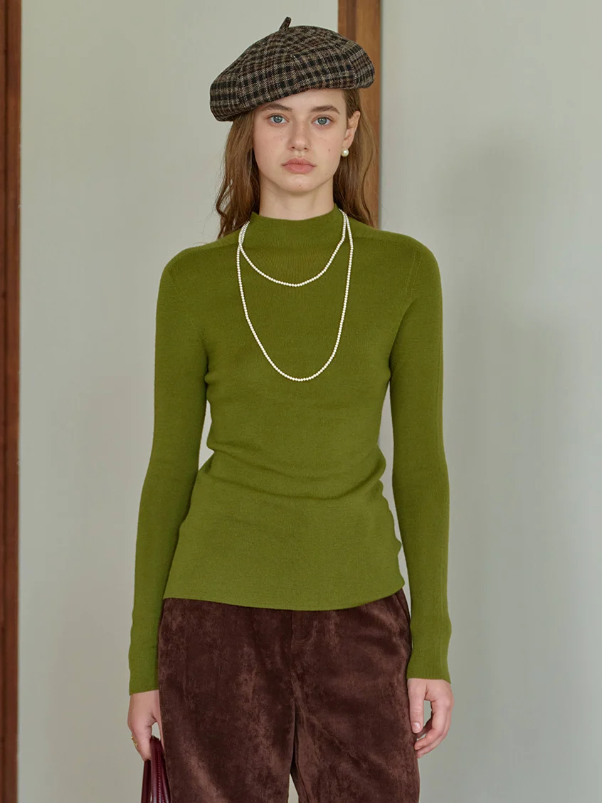 Allyson 100% Merino Mock Neck Knit Sweater