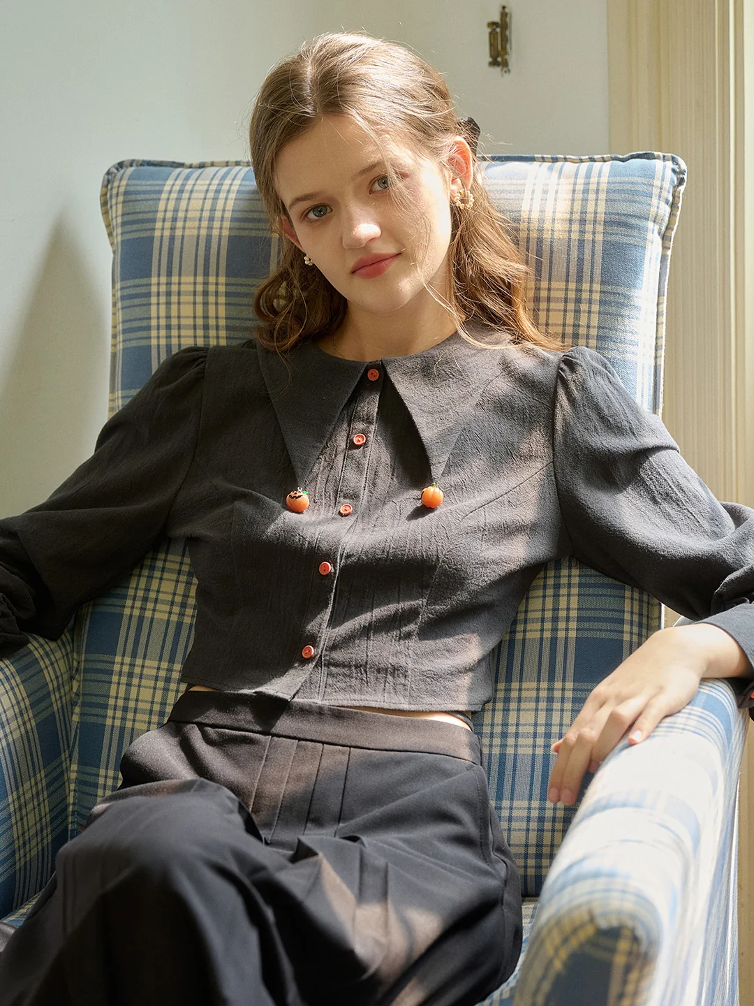【Final Sale】Giuliana Round Neck Halloween Collision Pumpkin Chapter Shirt