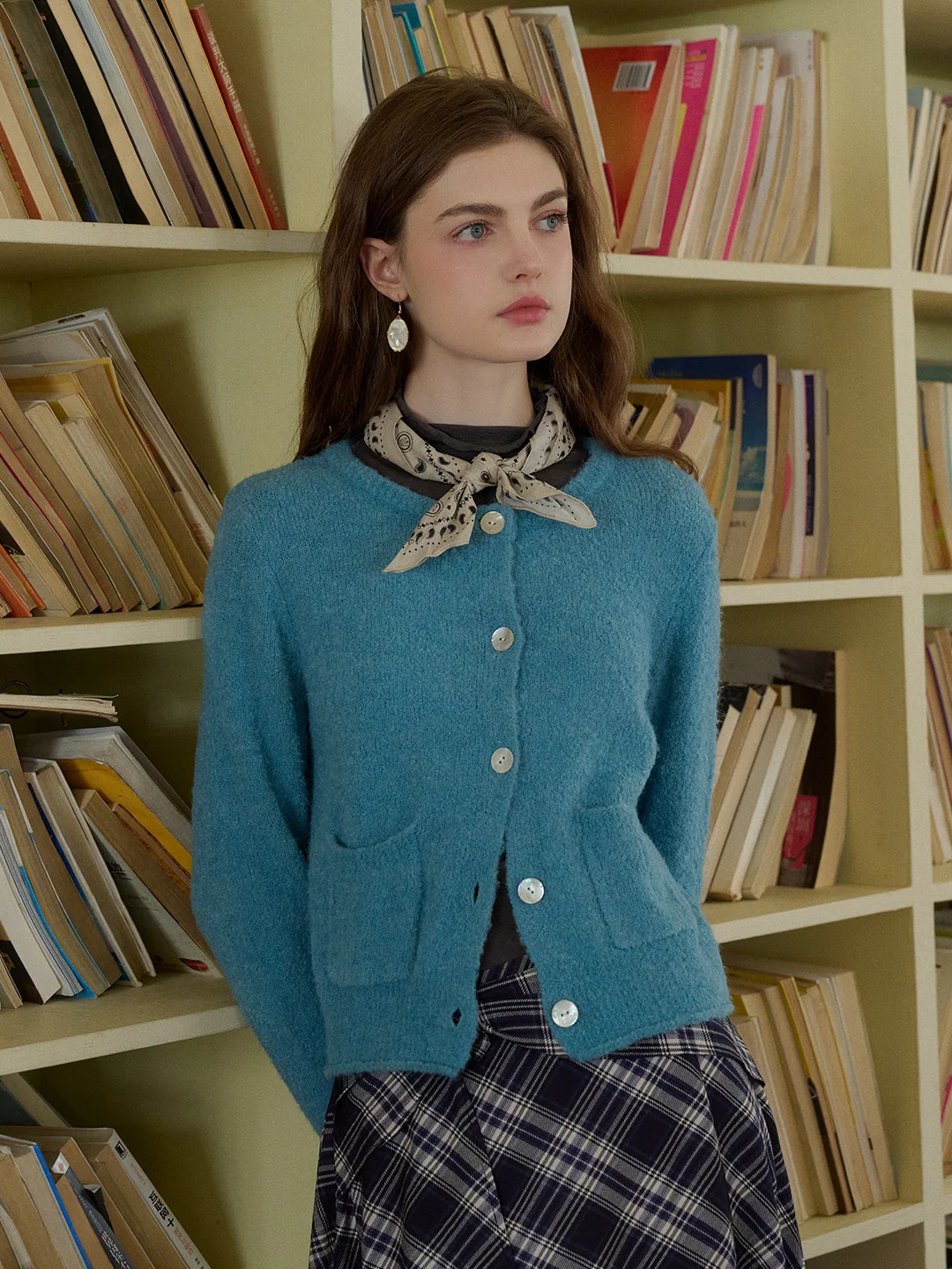 Hattie Round Neck Pocket Wool Cardigan