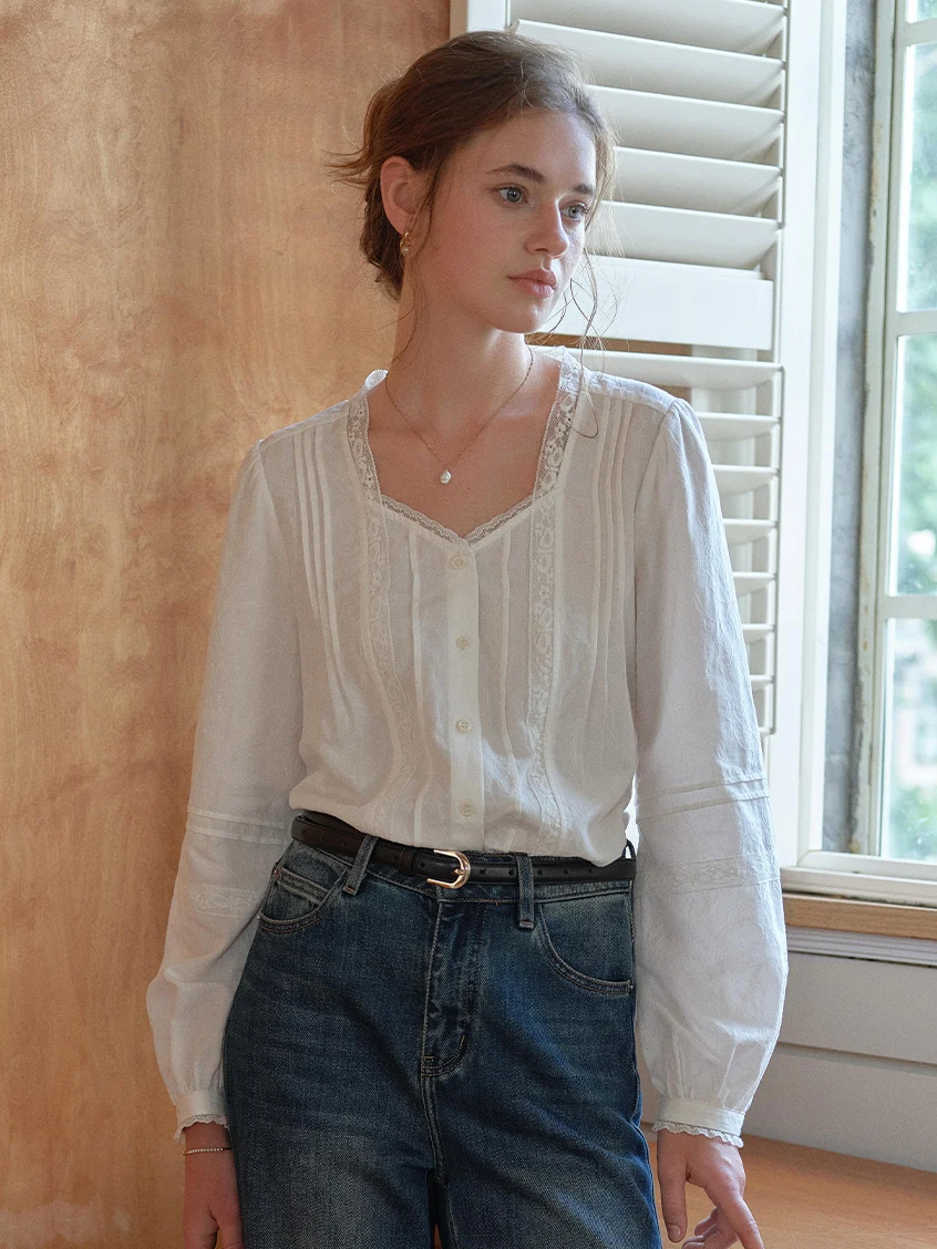 Juniper French Lace Embroidered Blouse