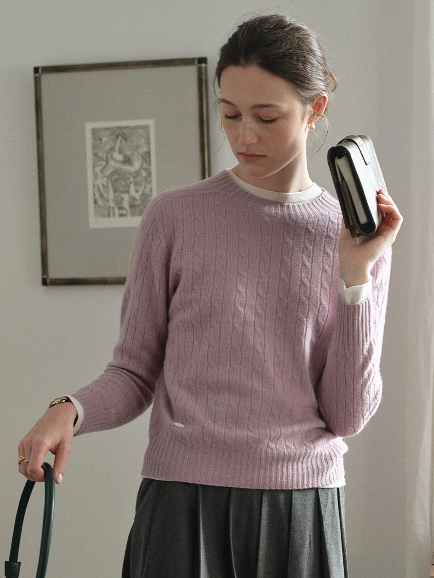 Shay Cable-Knit Lightweight Wool-Cashmere Sweater