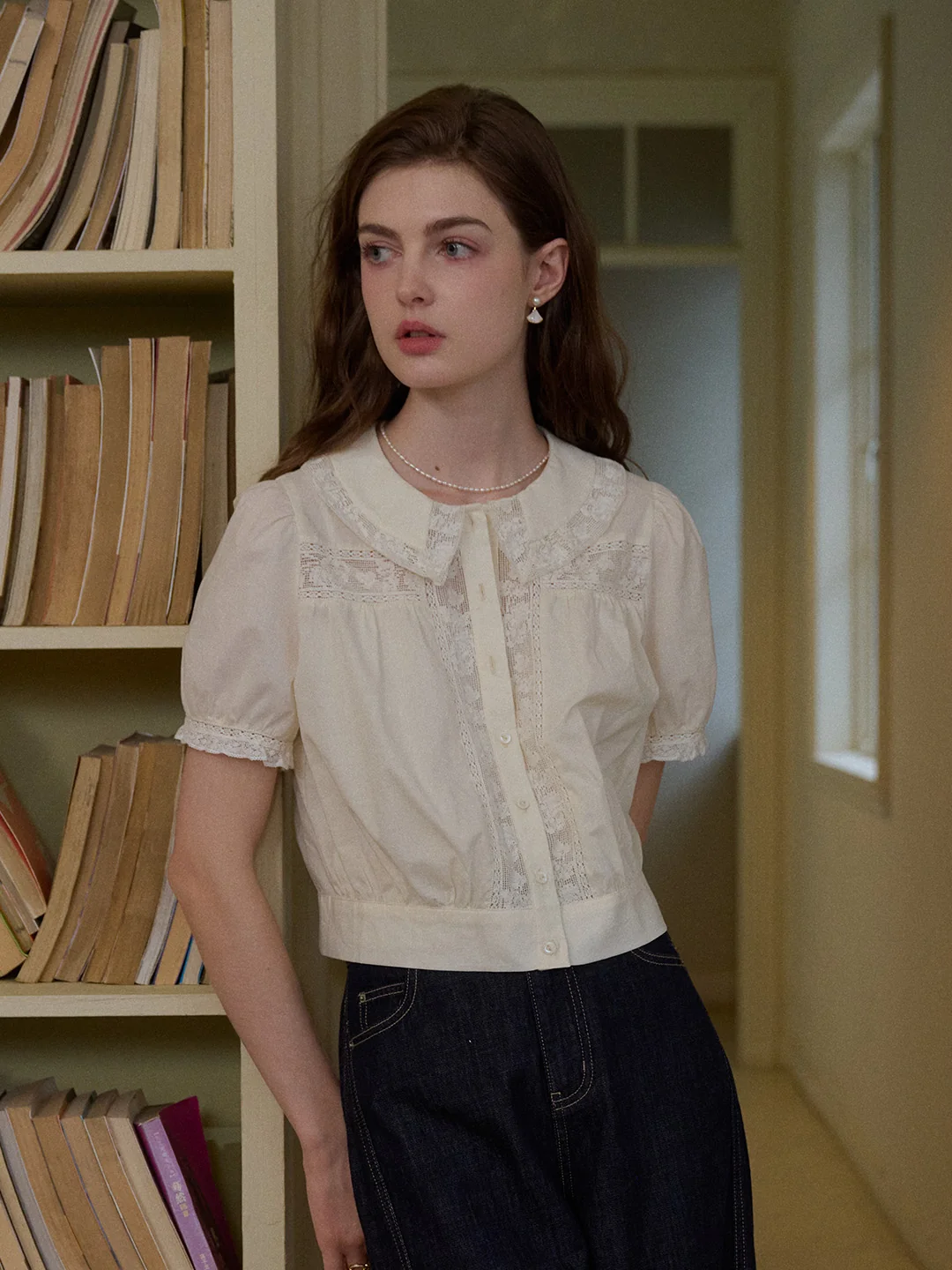 Everleigh Round Neck Lace Blouse