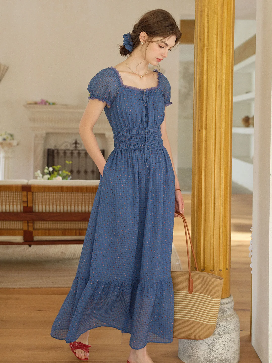 Carmen Sweetheart Neck Puff Sleeve Dress