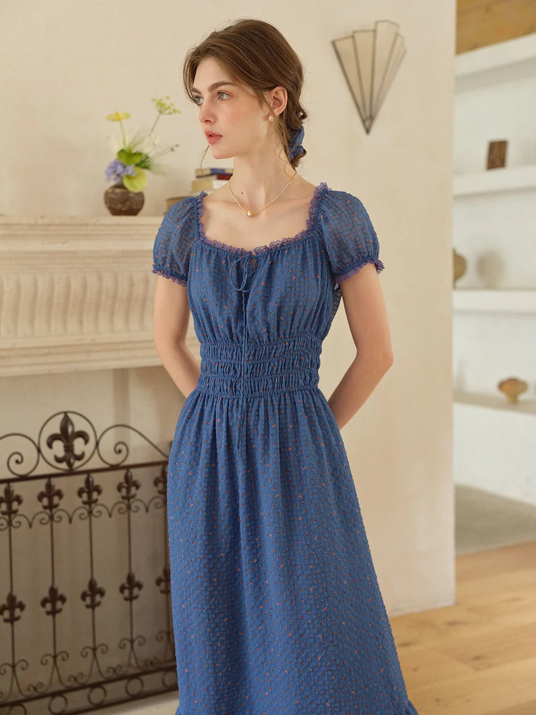 Carmen Sweetheart Neck Puff Sleeve Dress