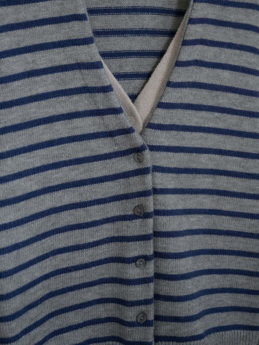 Frankie V-Neck Stripe Wool Cardigan