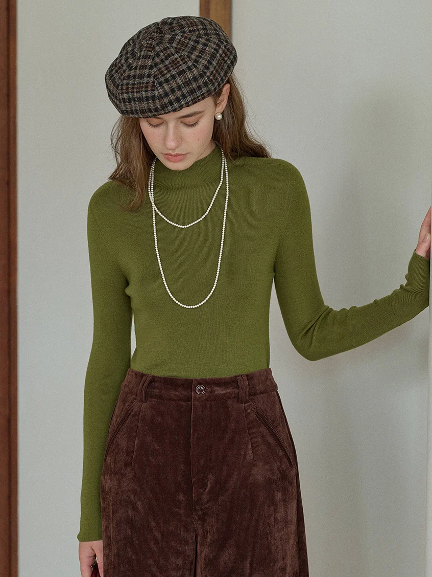 Allyson 100% Merino Mock Neck Knit Sweater