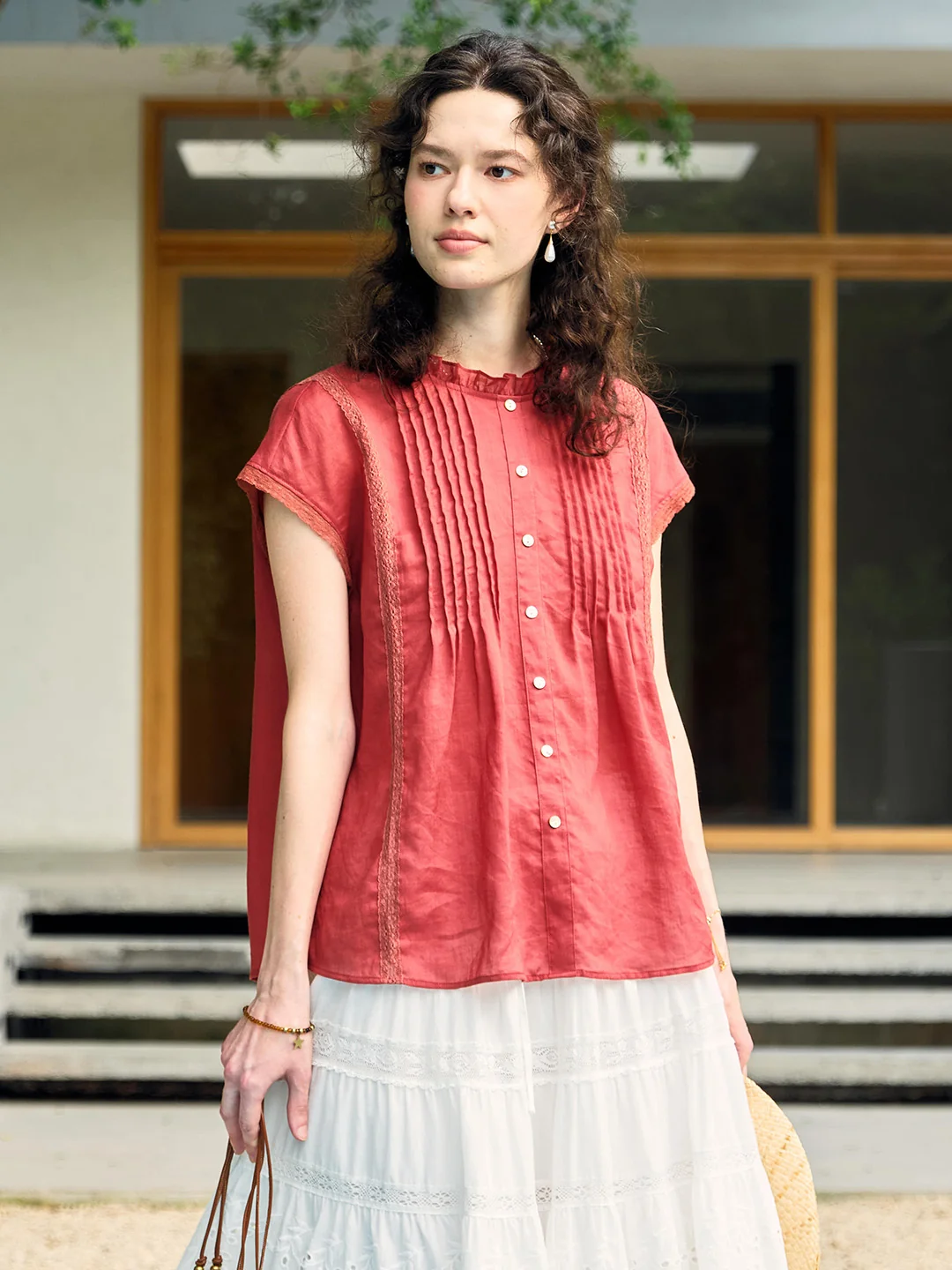 Lilac Ruffle Collar Blouse