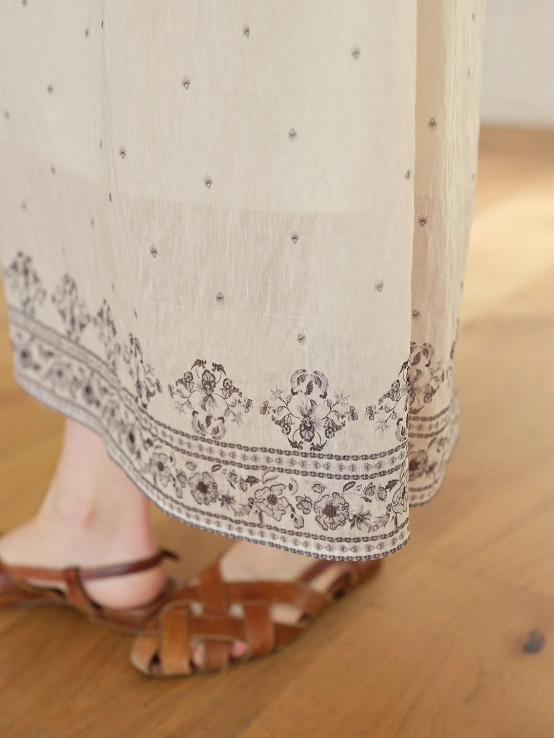 Gabriella Round Neck Printed Linen Dress