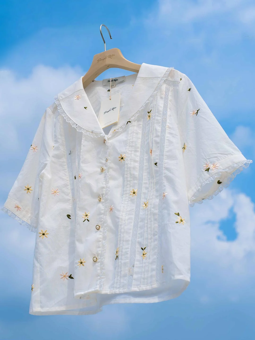 Erin 100% Cotton V-Neck Blouse