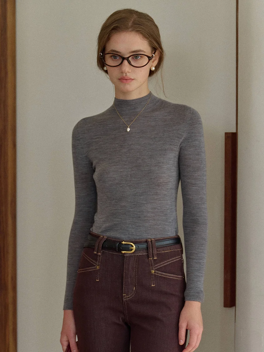 Allyson 100% Merino Mock Neck Knit Sweater