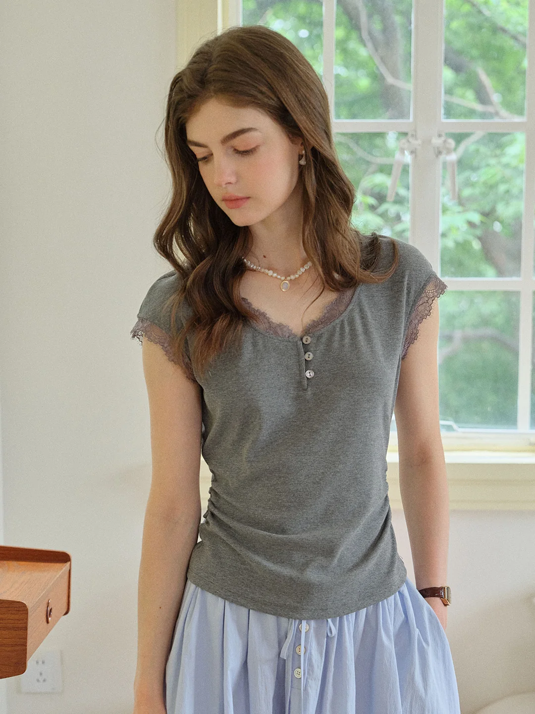 Azalea Round Neck Lace Top