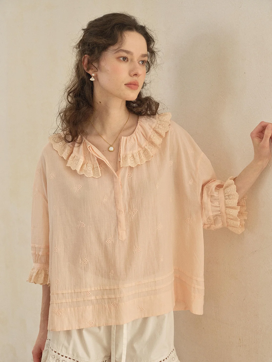 Romy Round Neck 100% Cotton Blouse