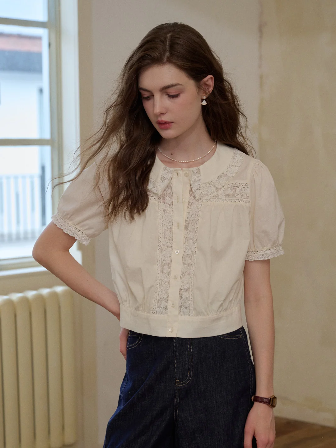 Everleigh Round Neck Lace Blouse
