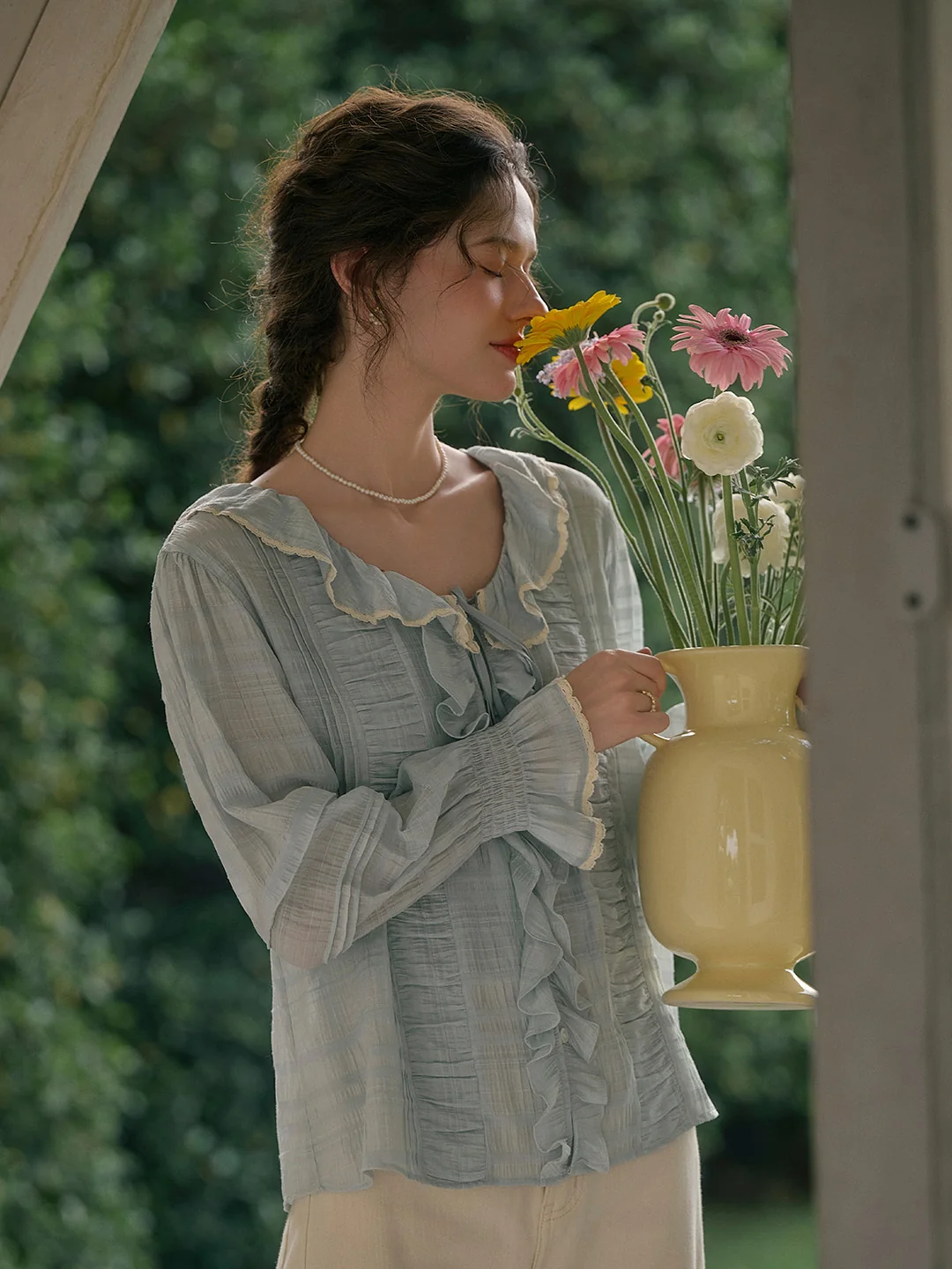 【Final Sale】Joelle Round Neck Ruffle Blouse