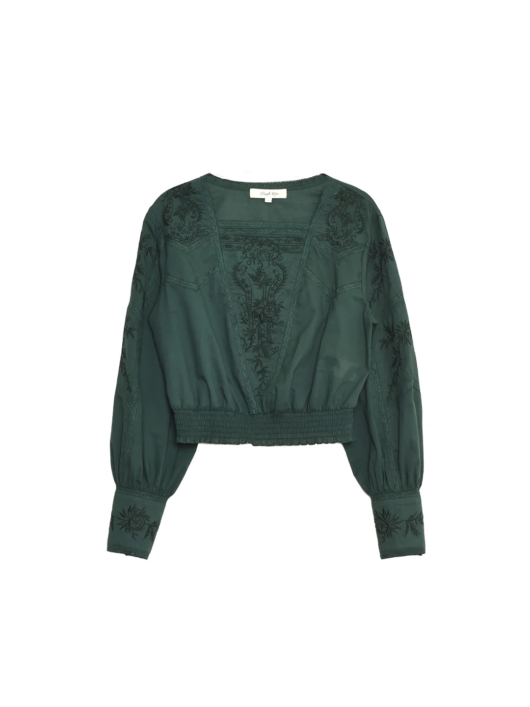 【Final Sale】Oakley Square Neck Embroidery 100% Cotton Blouse