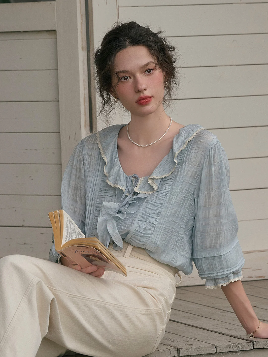 【Final Sale】Joelle Round Neck Ruffle Blouse