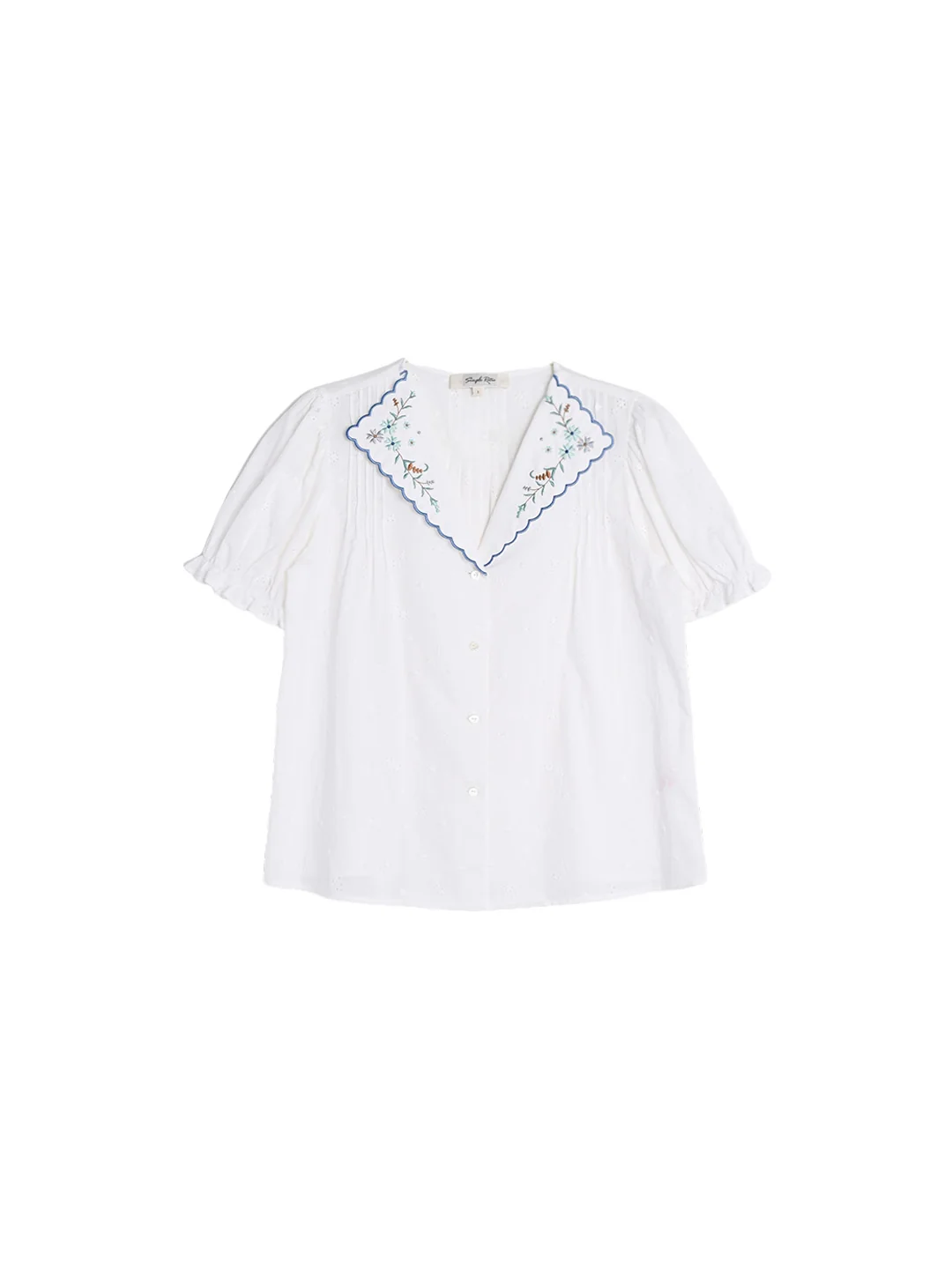 Lainey V-Neck Embroidery 100% Cotton Blouse