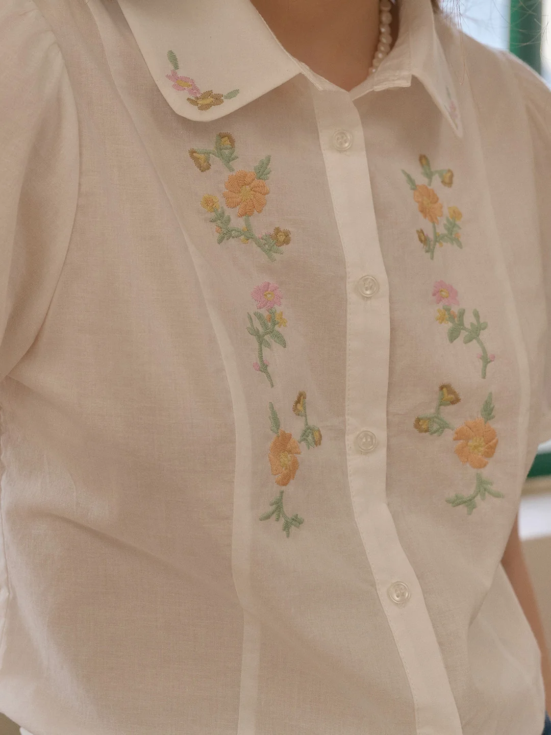 【Final Sale】Elianna Peter Pan Collar 100% Cotton Blouse