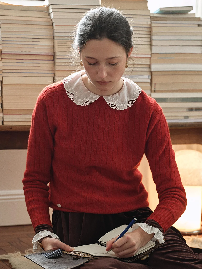 Shay Cable-Knit Lightweight Wool-Cashmere Sweater