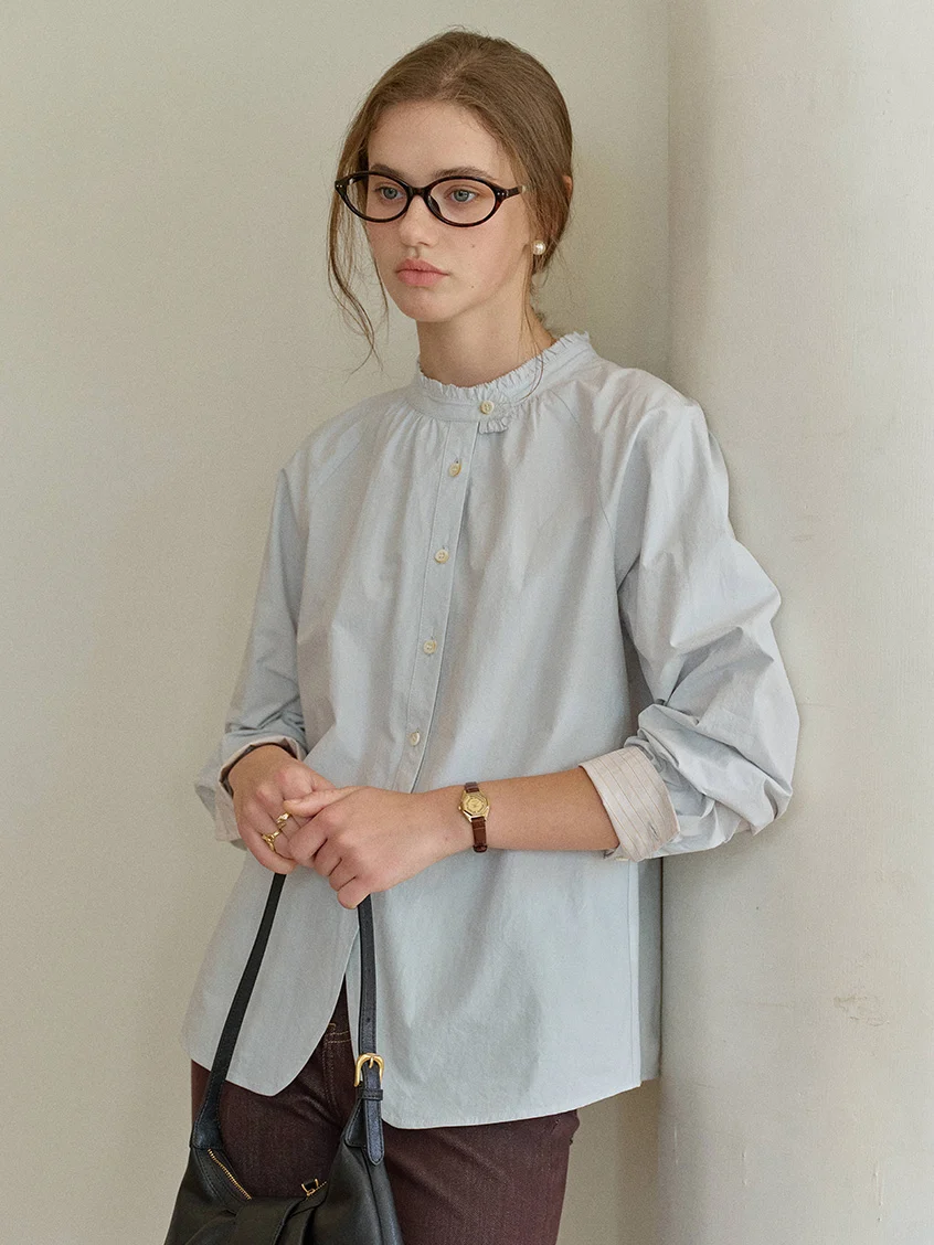 Kaliyah 100%Cotton Solid Round Neck Blouse
