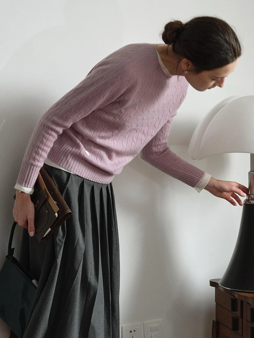 Shay Cable-Knit Lightweight Wool-Cashmere Sweater