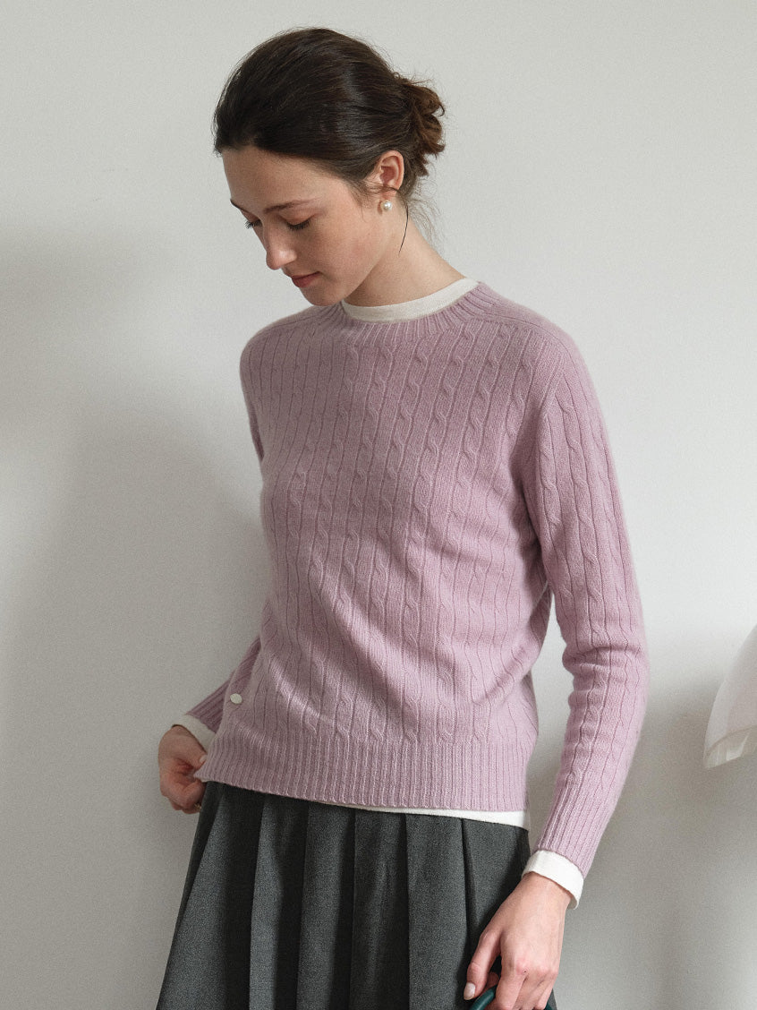 Shay Cable-Knit Lightweight Wool-Cashmere Sweater