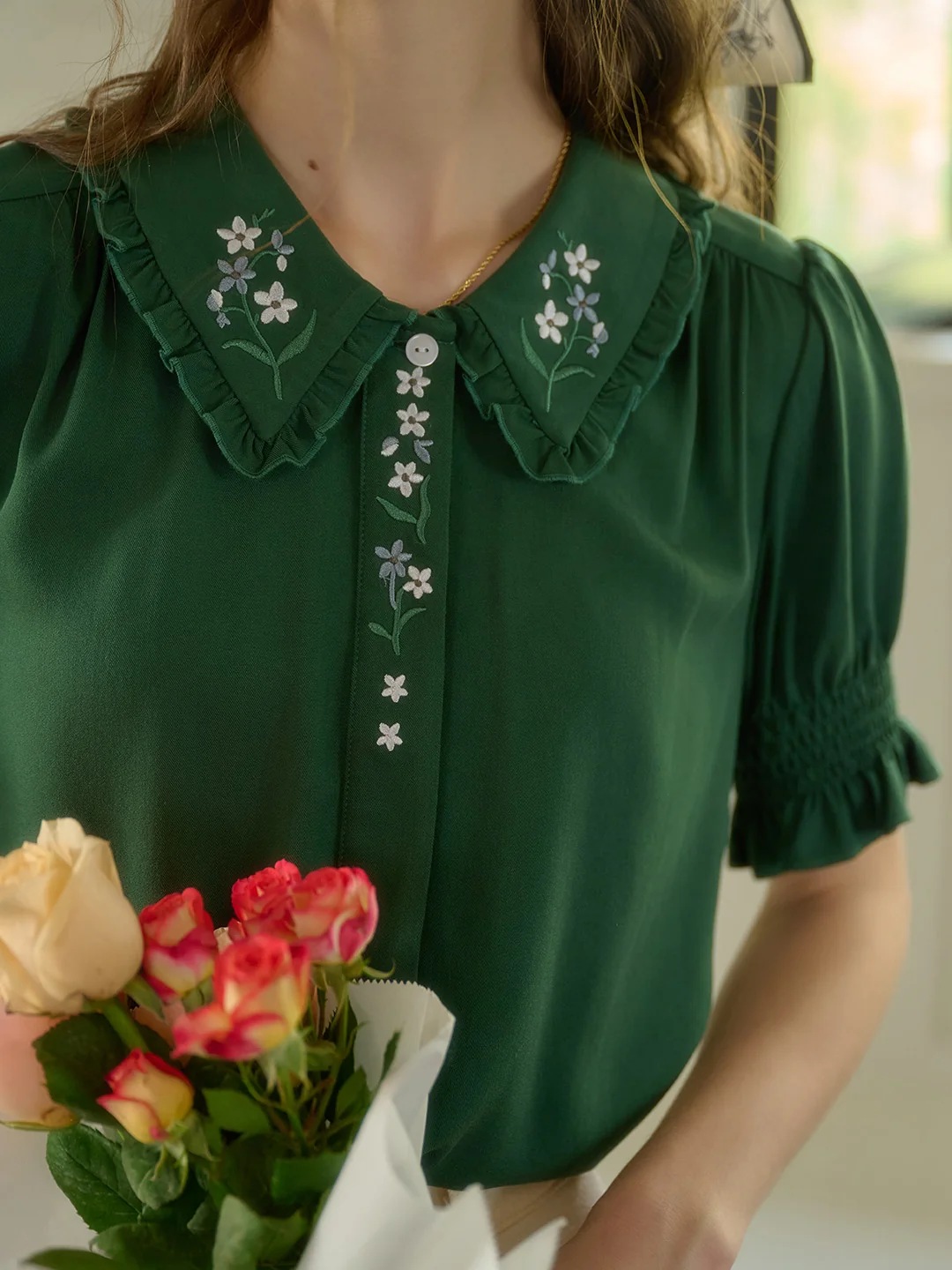 【Final Sale】Skye Floral Embroidered Puff Top