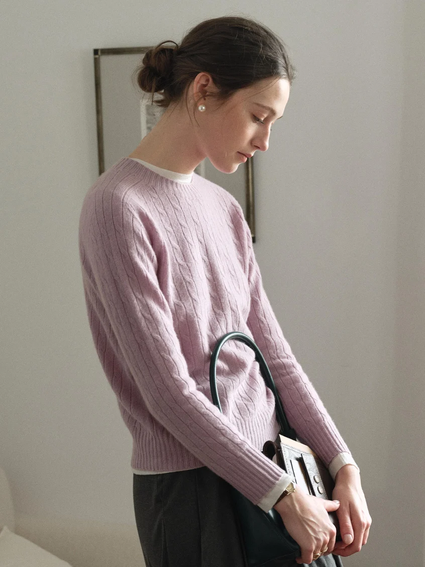 Shay Cable-Knit Lightweight Wool-Cashmere Sweater