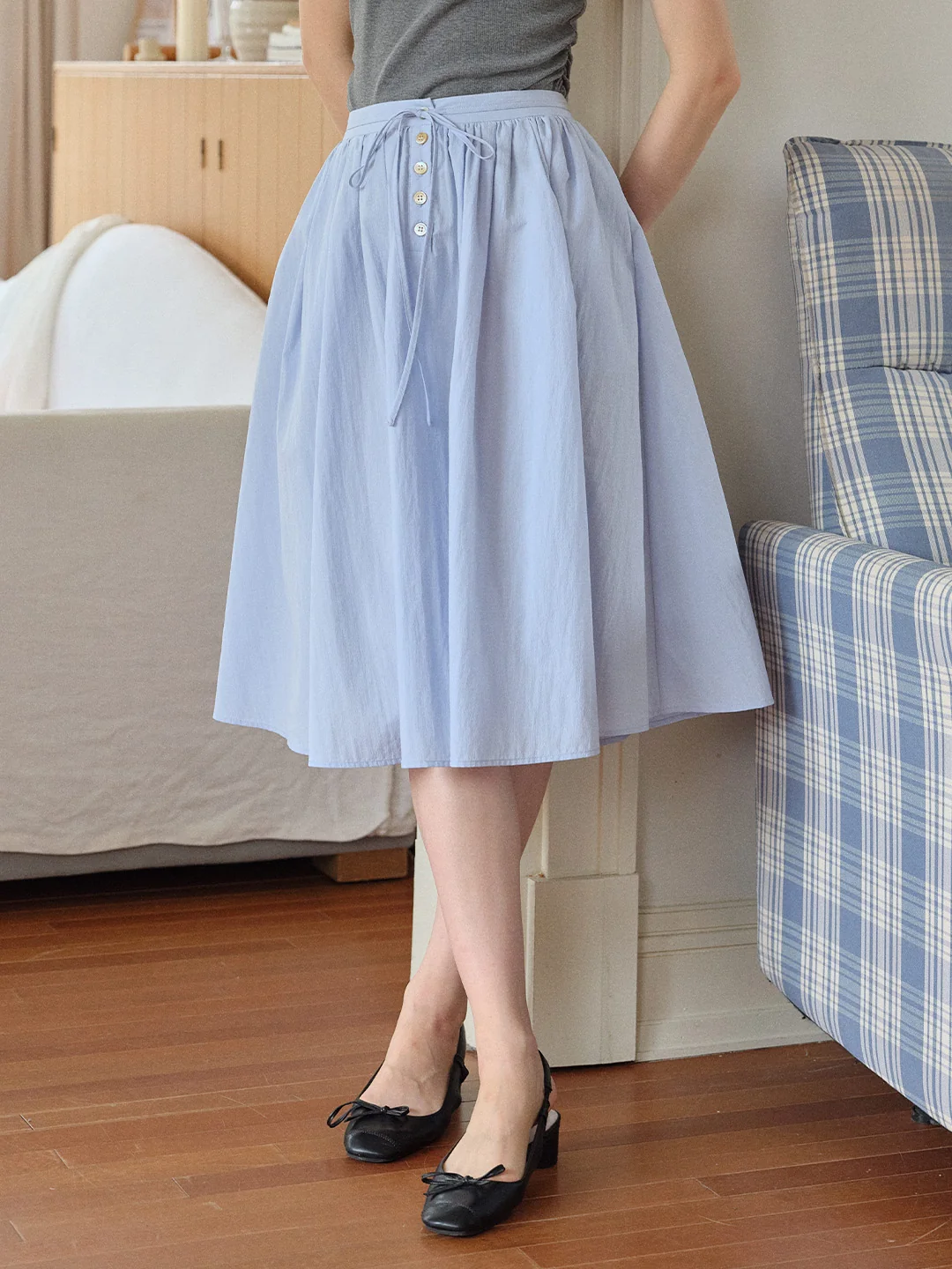 Cecilia Loose Bow Midi Skirt